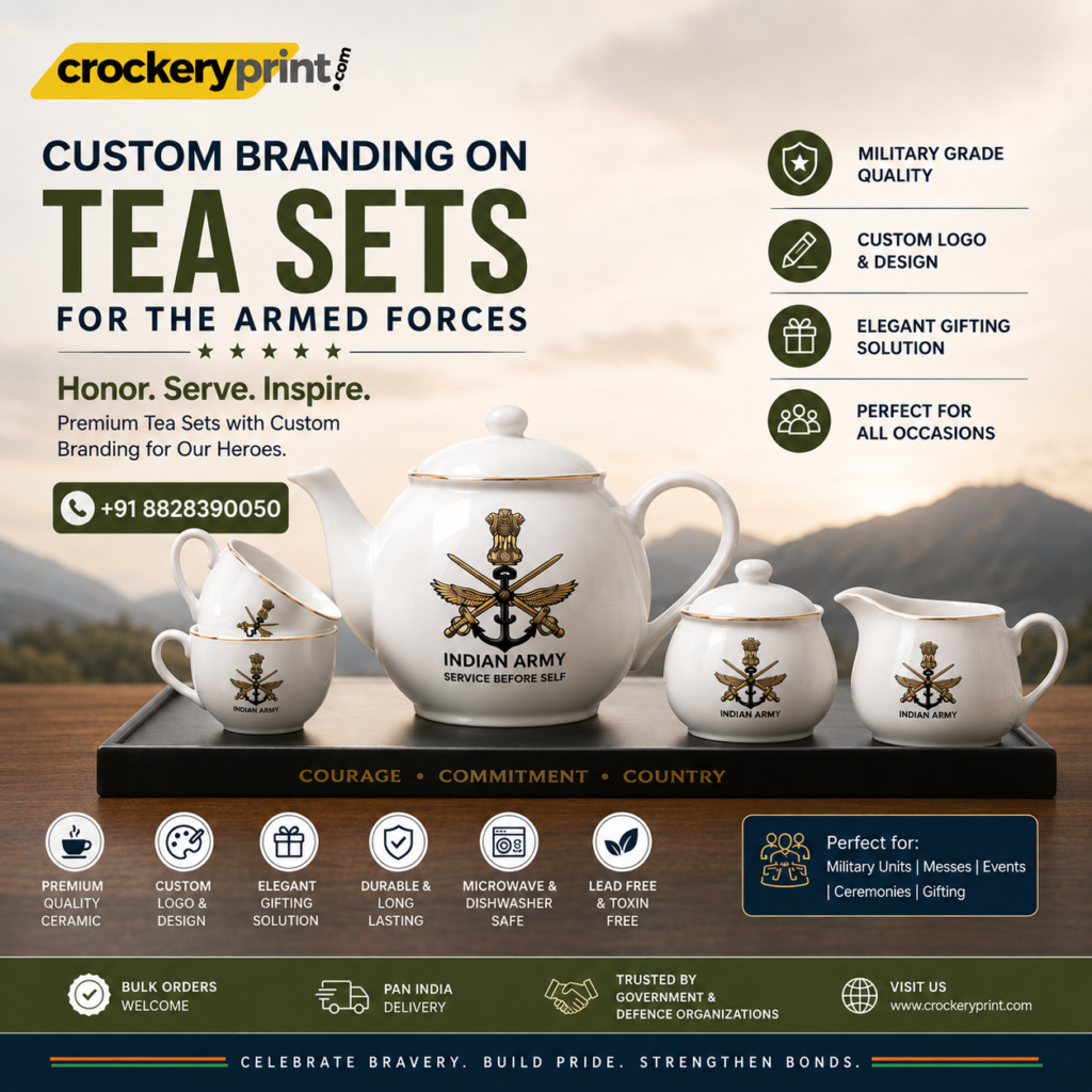 Custom Branding on Tea Sets for the Armed Forces from CrockeryPrint