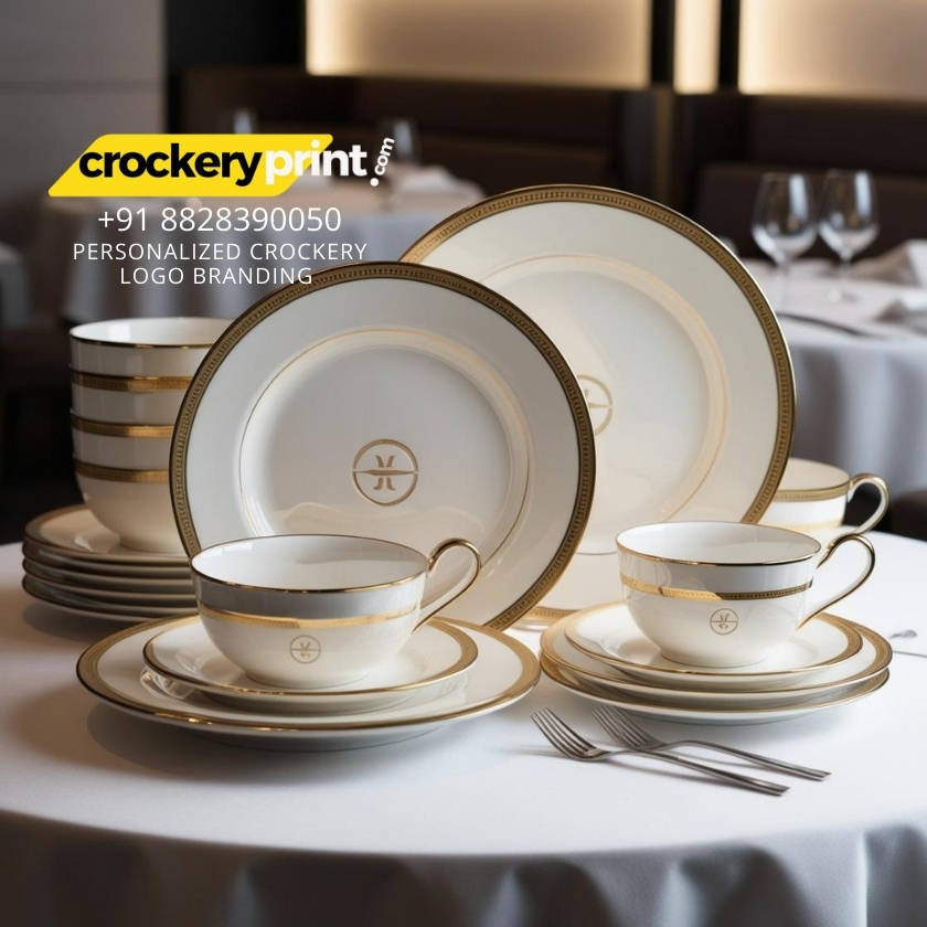 High-quality customized crockery with restaurant logo printed – perfect for restaurant branding and hospitality marketing by CrockeryPrint.com