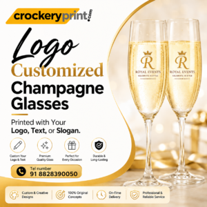 Logo Customized Champagne Glasses Printed with Your Logo, Text, or Slogan