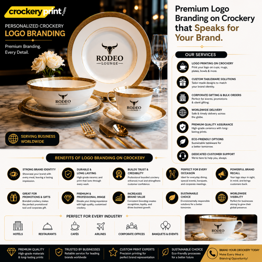 Premium Logo Branding on Crockery: Transform Every Meal into a Powerful Brand Experience with your Logo Branded Crockery